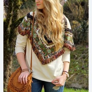 Zara Tassel Boho Embellished Embroidered Pullover